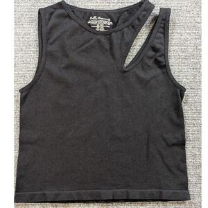 Bella Movement Cutout Tank Top Womens Black Asymmetric Activewear